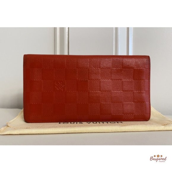 Authentic Louis Vuitton Red Damier Infini Leather Brazza Bifold Wallet - Picture 3 of 12